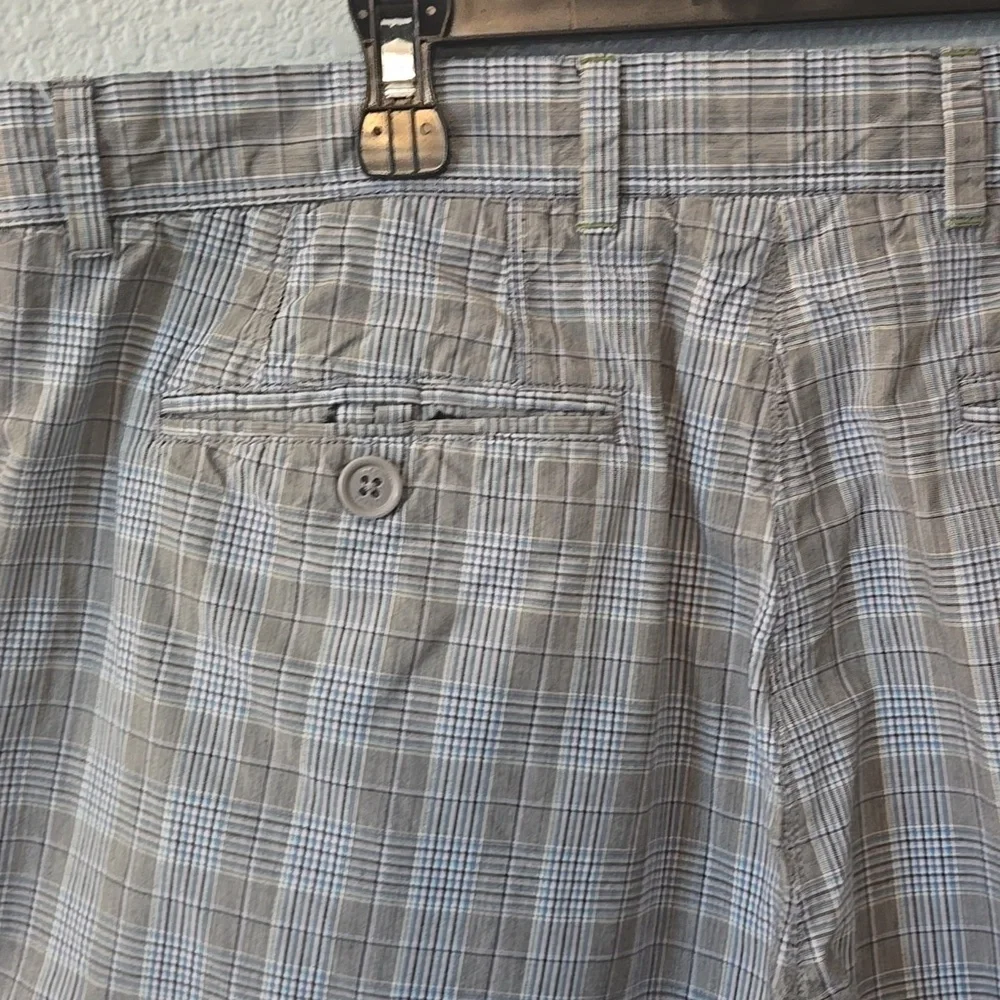 TED BAKER LONDON Mens Plaid Bermuda Shorts Blue Gray Plaid 36R